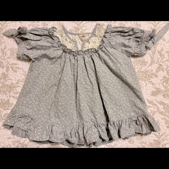 ML Kids Top blue with tiny white flowers Size 6 - Picture 5 of 6